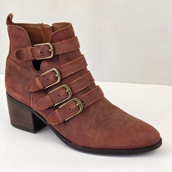 Lucky Brand Loreniah Rust Oxblood Ankle Boots Size 6.5M - Picture 2 of 13